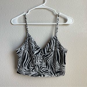 Urban outfitters renewal mesh zebra print tank crop top